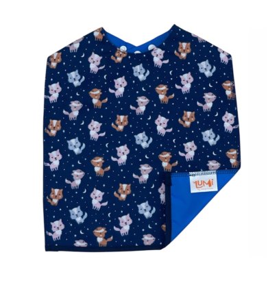 Evolving bib (printed flannel) with integrated color code