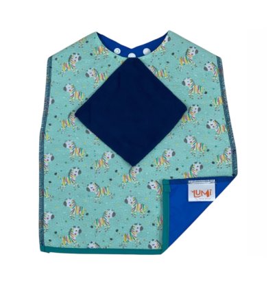 Photo: Adjustable Bib with Wipe (Printed Flannel) with Integrated Color Code